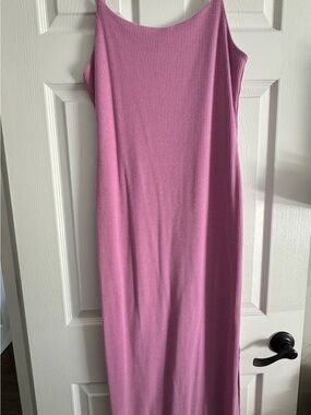 Vici Ribbed Maxi Dress in Rose Pink
